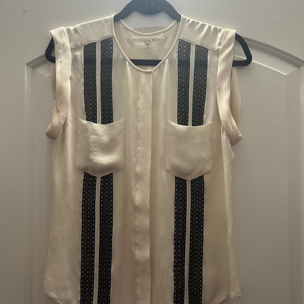 Veronica Beard Cream and Black Blouse